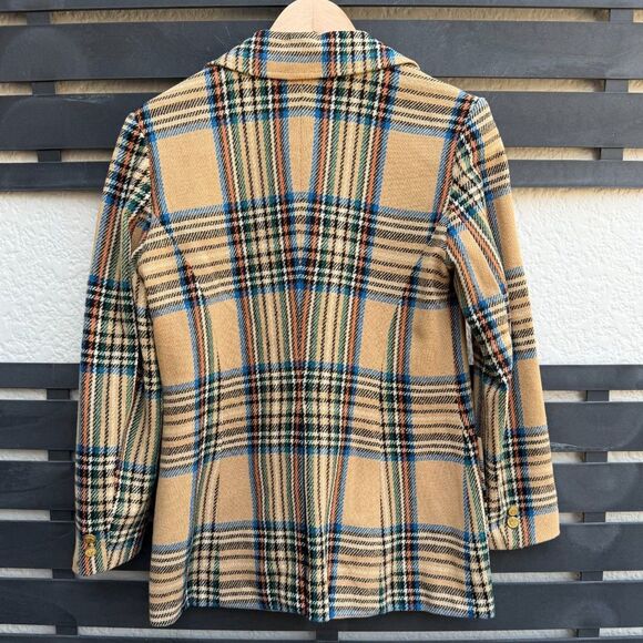 Vintage Prestige of Boston 60s/70s Plaid Blazer in Tan/Multi Plaid | Size 12 - Picture 2 of 5